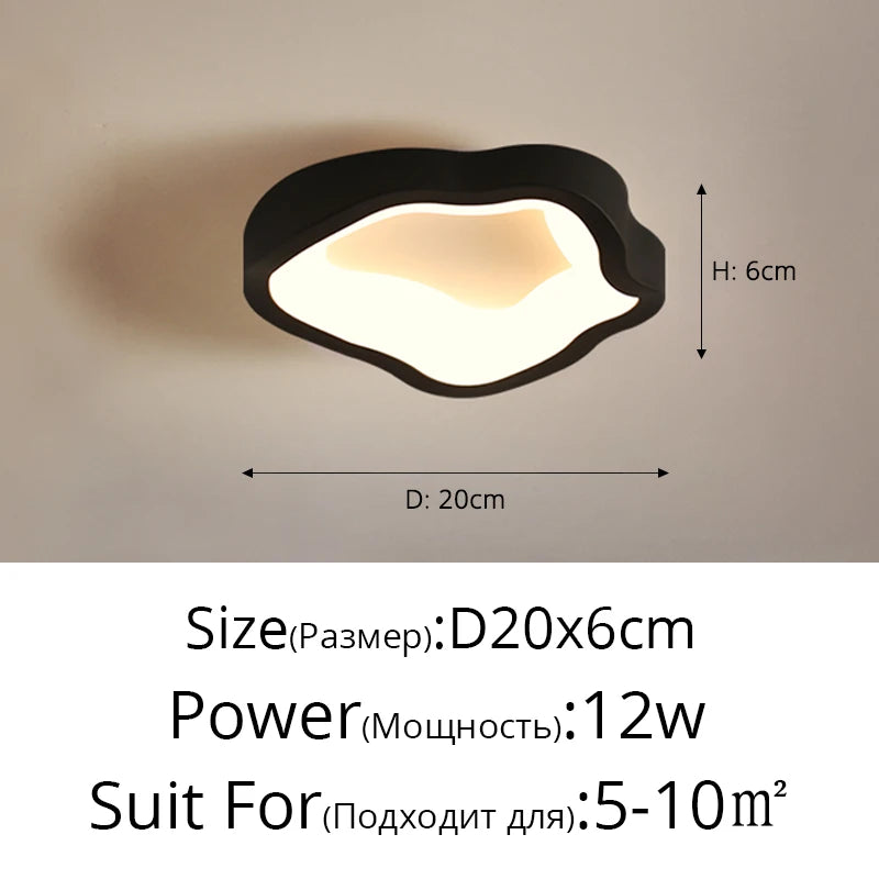 Plafonnier LED Cuisine Forme Organique Noir Blanc