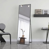 Miroir sur Pied XXL Noir ou Doré Verre Trempé
