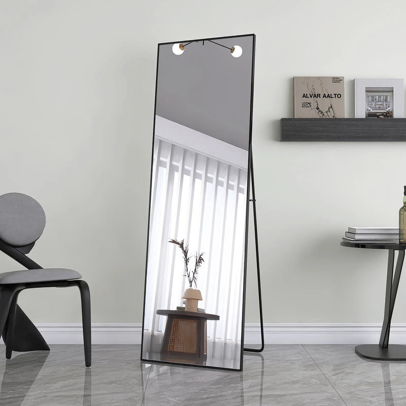 Miroir sur Pied XXL Noir ou Doré Verre Trempé