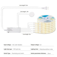 Bande LED COB 12 V Sous Meuble Cuisine avec Variateur Tactile