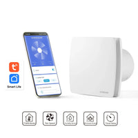 Aérateur Salle de Bain Connecté 100 mm, Capteurs d'Humidité et de Mouvement