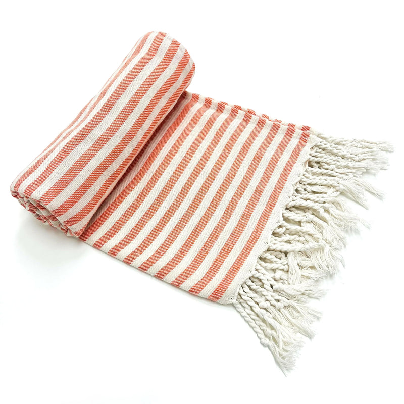 Serviette de Bain Turque Rayée à Franges en Coton 99 x 180 cm