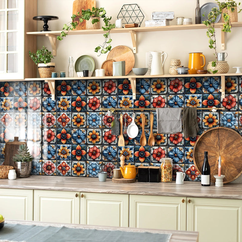 Carreaux Adhésifs Crédence 15 cm, 27 Motifs Colorés, 12 ou 24 Pièces