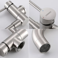 Mitigeur Cuisine Rabattable Inox 304 Brossé, Pivotant 360° pour Évier sous Fenêtre