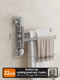 Porte-Serviette Rotatif Ventouse Pliable Aluminium