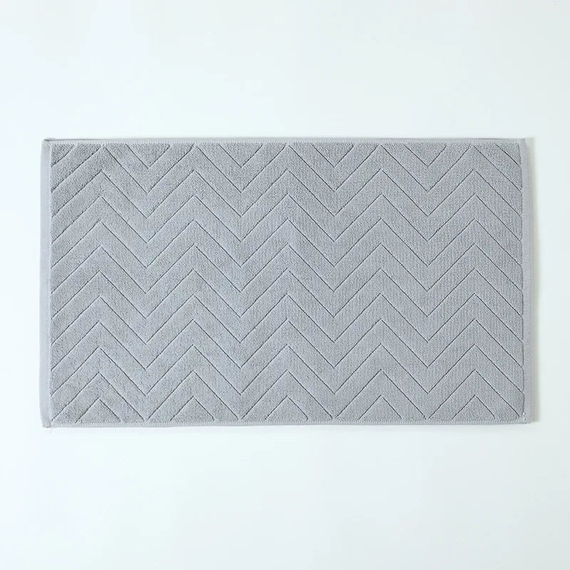 Tapis de Bain Coton Absorbant 45 x 75 cm, Motif Chevrons ou Cadre