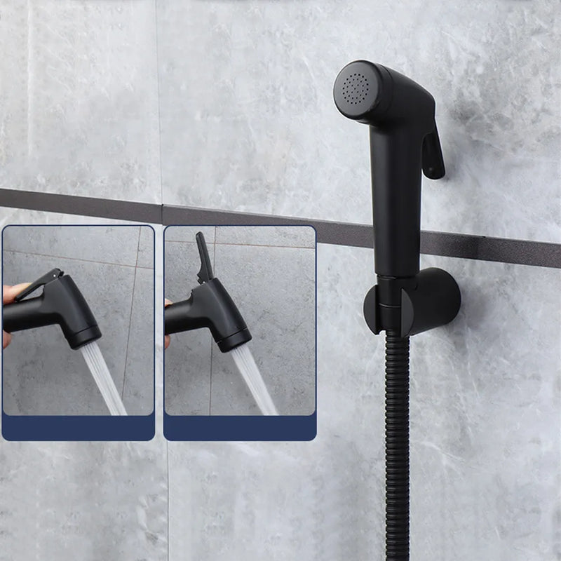 Douchette WC Noire à Gâchette, Seule ou en Kit avec Flexible et Support