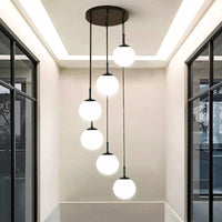Suspension Cuisine Spirale Globes Blancs, Escalier ou Îlot, 3 à 25 Têtes