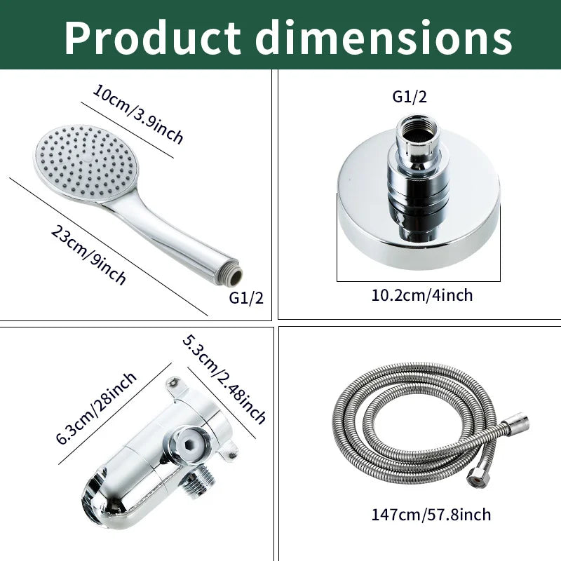Kit Pommeau de Douche 2 en 1 avec Douchette et Flexible 147 cm