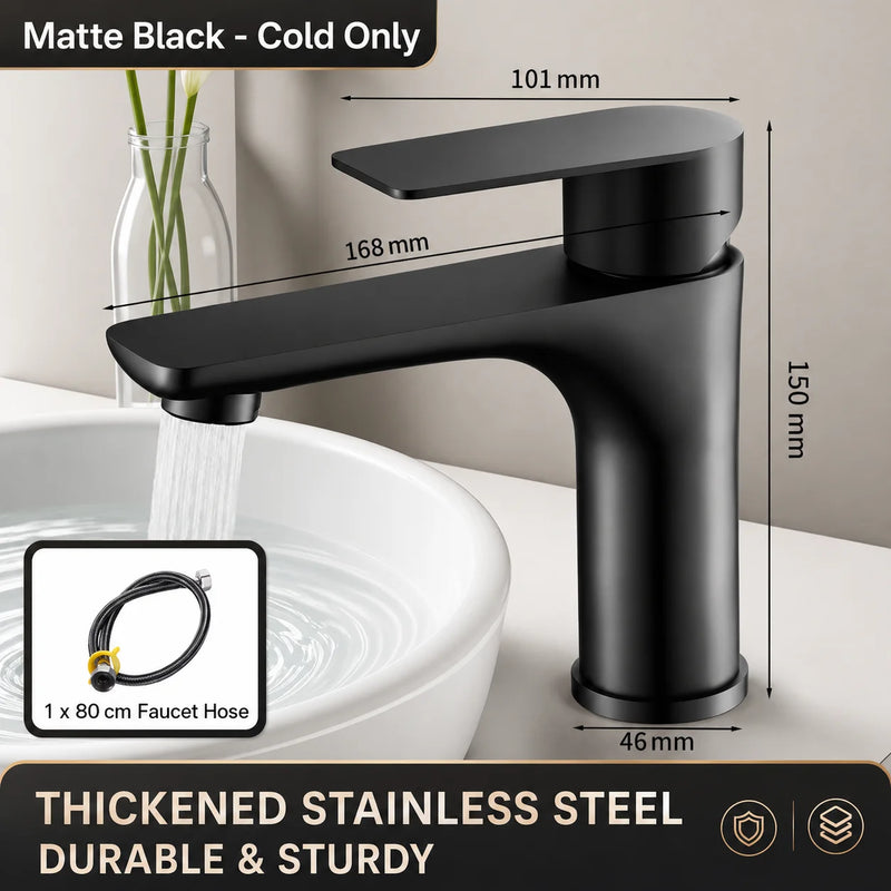 Mitigeur Lavabo Inox Noir Mat Poignée Unique