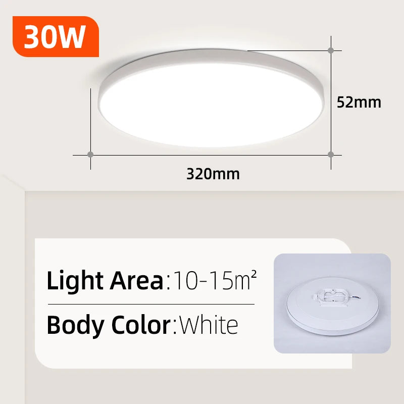 Plafonnier LED Salle de Bain Bois, Puissance et Teinte au Choix