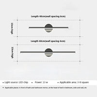 Applique Salle de Bain Noire LED avec Disque Mural pour Miroir, 40 à 80 cm