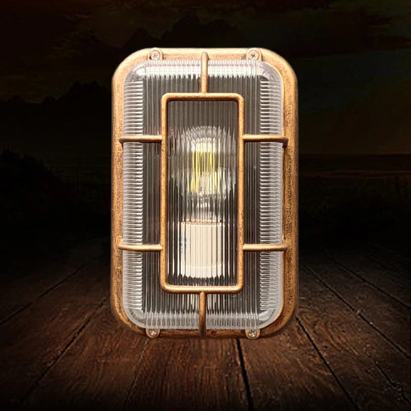 Plafonnier Cuisine Rétro Industriel Bronze avec Cage Métallique, Douille E27