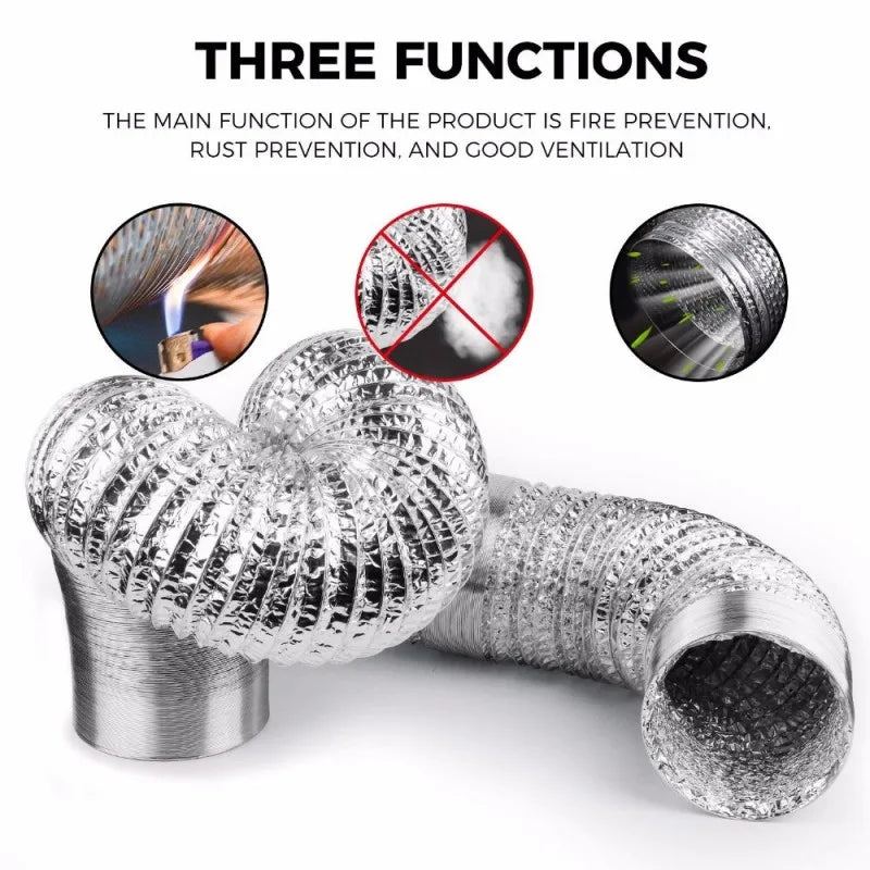 Tuyau de Hotte Aspirante en Aluminium Flexible 1,5 m, Ø 80 à 200 mm