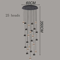 Suspension Cuisine LED à Boules Noires et Dorées, 9 à 60 Lampes