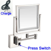 Miroir Grossissant LED Mural Bras Extensible Carré 3X