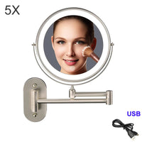 Miroir Grossissant LED Tactile Pliant Mural Rechargeable 3X 5X 7X 10X