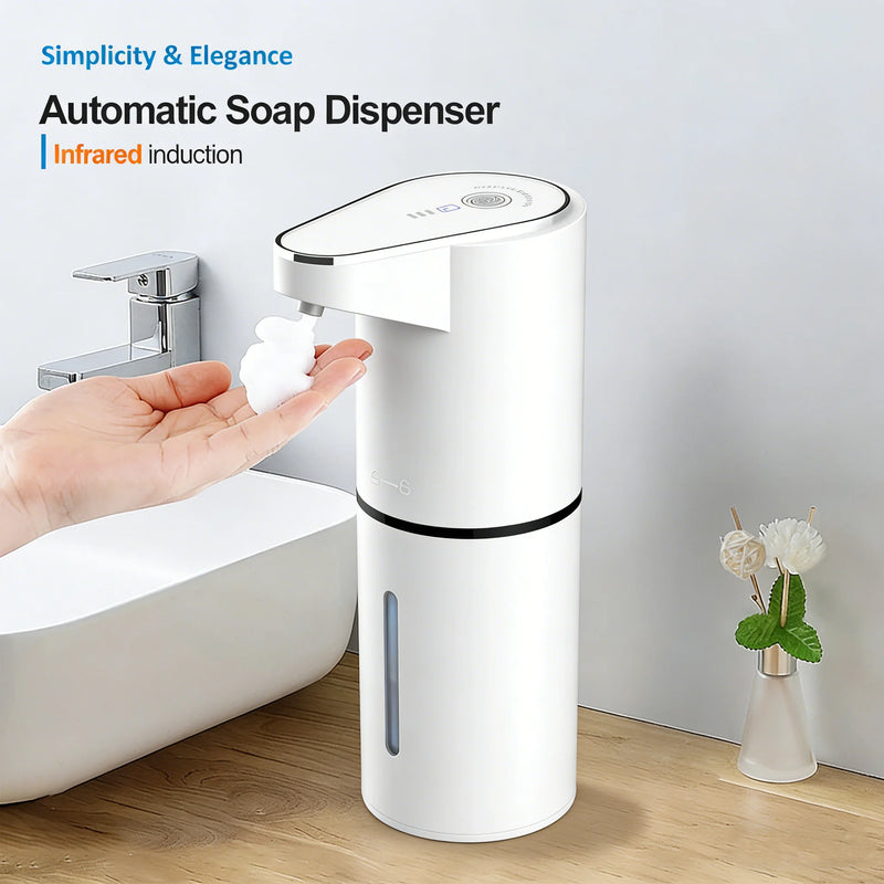 Distributeur de Savon Mousse Automatique Blanc, Mural ou à Poser, USB-C