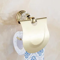 Accessoires Salle de Bain Dorés Cristal à la Pièce, 16 Articles