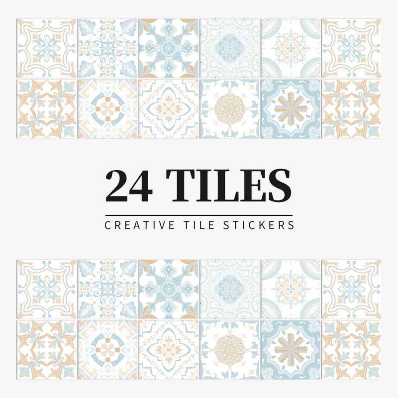 Autocollants Carrelage Adhésifs pour Crédence et Salle de Bain, 26 Motifs, Lot de 24