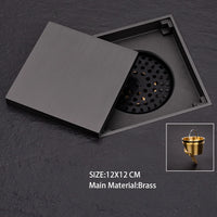 Bonde de Douche Carrée Laiton Anti-Odeur 12 ou 15 cm