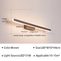 Applique Salle de Bain LED Marron pour Miroir, 40 à 100 cm