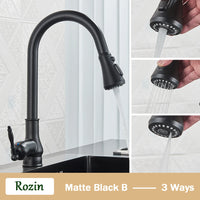 Mitigeur Cuisine Extractible Rétro Laiton Antique ou Noir Mat, Hauteur 41 cm
