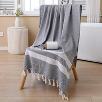 Serviette de Bain Coton Séchage Rapide à Franges 100 x 180 cm
