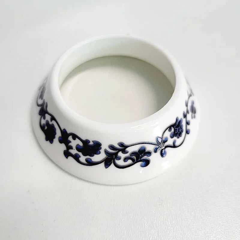 Accessoires Salle de Bain Chromé Décor Céramique Bleue à la Pièce, 11 Articles
