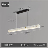 Suspension Cuisine Îlot Linéaire LED en Marbre Naturel, 100 à 150 cm