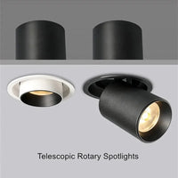 Spot LED Encastrable Télescopique Orientable Cuisine, 5 à 20 W, Noir ou Blanc