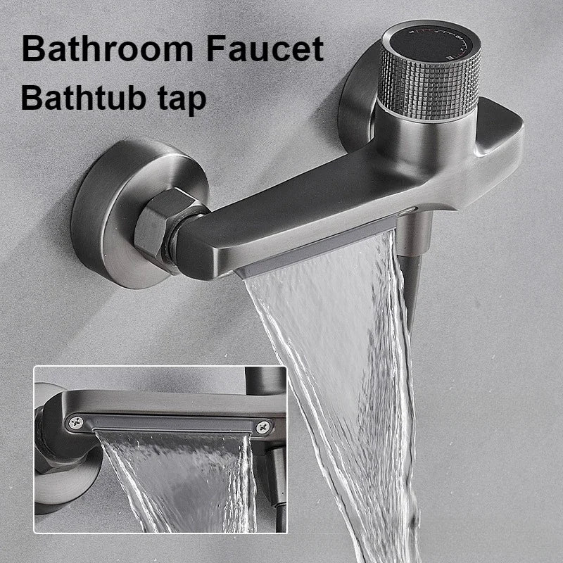 Robinet Baignoire Mural Cascade en Laiton, Seul ou avec Douchette, 3 Finitions