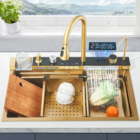 Évier de Cuisine Inox Cascade Multifonction avec Robinet Extractible, 60 à 75 cm