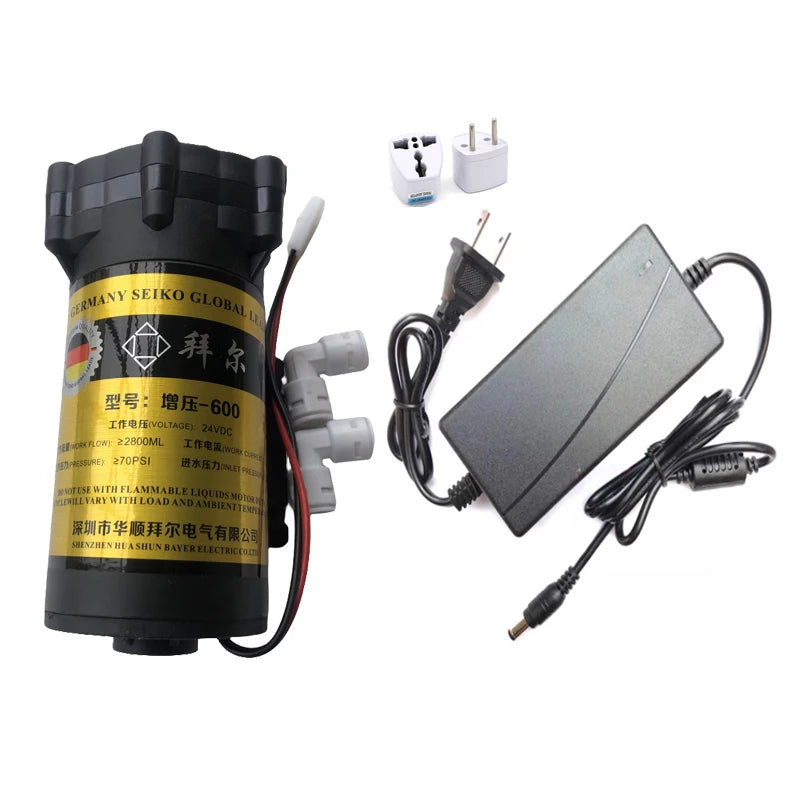 Pompe de Surpression Osmoseur 24 V avec Adaptateur, 400 à 1 200 GPD
