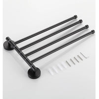 Porte-Serviette Pivotant Mural Inox Noir Mat, 4 Barres 34 cm