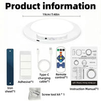 Plafonnier Cuisine Sans Fil Détecteur de Mouvement 19 cm, Blanc ou RGB