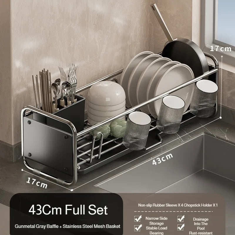 Égouttoir à Vaisselle Latéral Inox 43 cm pour Évier, Gris ou Blanc