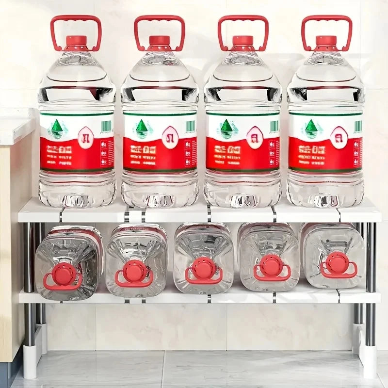 Rangement Sous Évier Extensible Blanc, Étagère 1 ou 2 Niveaux