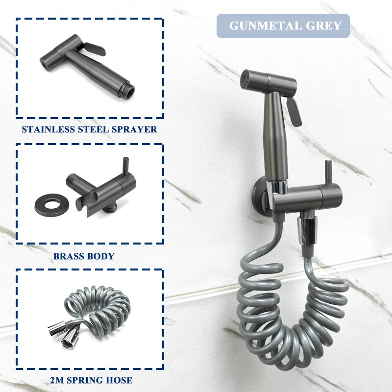 Douchette WC Murale Seule ou en Kit avec Robinet d'Angle, 4 Finitions