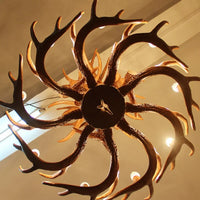 Lustre Suspension Cuisine Bois de Cerf en Résine, 4 à 9 Lumières