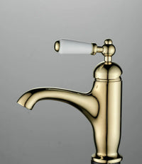 Mitigeur Lavabo Rétro Poignée Blanche Laiton, 6 Finitions