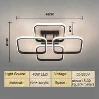 Plafonnier LED Cuisine Multi-Anneaux Dimmable Noir Blanc