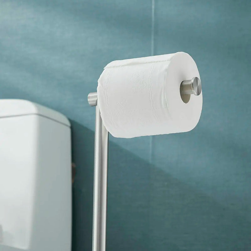 Porte-Papier Toilette sur Pied Inox 304 Brossé, 52 cm, Base Ronde 20 cm