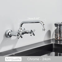 Mitigeur de Cuisine Laiton Antique Bec Long Pivotant Double Poignée
