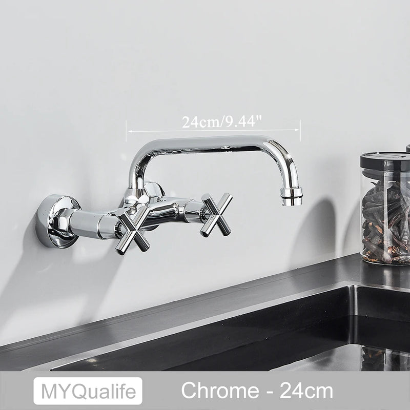 Mitigeur de Cuisine Laiton Antique Bec Long Pivotant Double Poignée