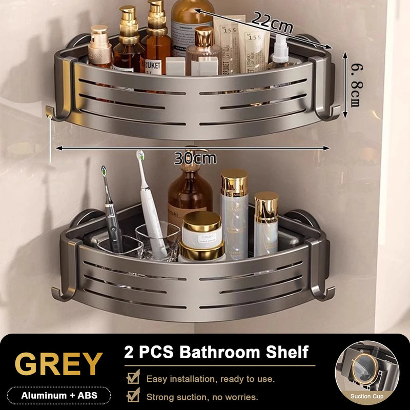 Étagère de Douche d'Angle à Ventouse Grise 1 ou 2 Pièces