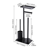 Porte-Papier Toilette sur Pied Noir avec Étagère, Option Brosse WC