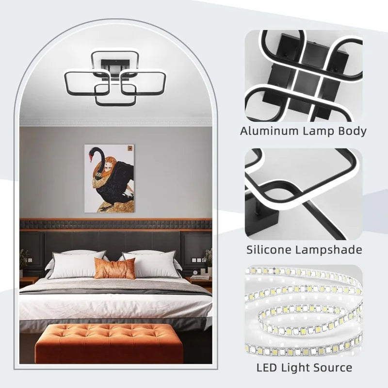 Plafonnier LED Cuisine Multi-Anneaux Dimmable Noir Blanc