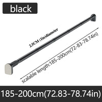 Barre Rideau de Douche Télescopique Inox, Noire ou Argentée, 80 à 270 cm