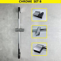 Barre de Douche Réglable Inox 64 cm, Ronde ou Carrée, 6 Finitions